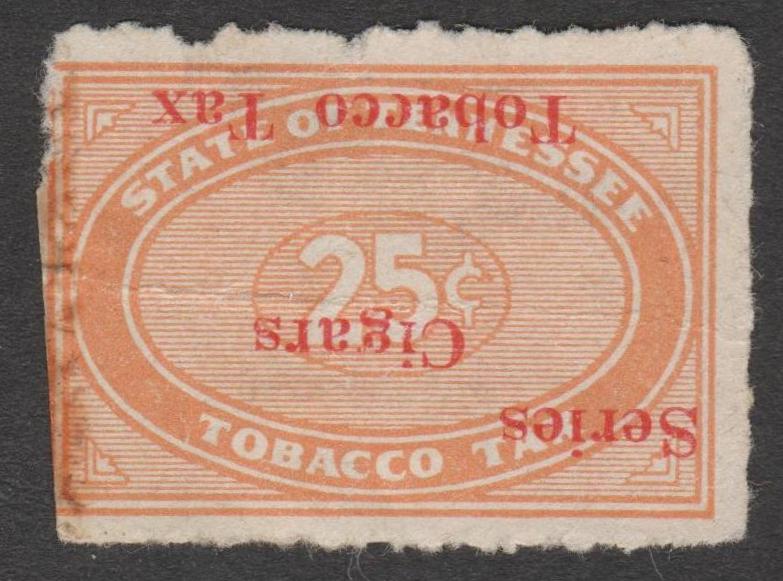 TN cigars CG1a 25c U avg, faults, inverted overprint P