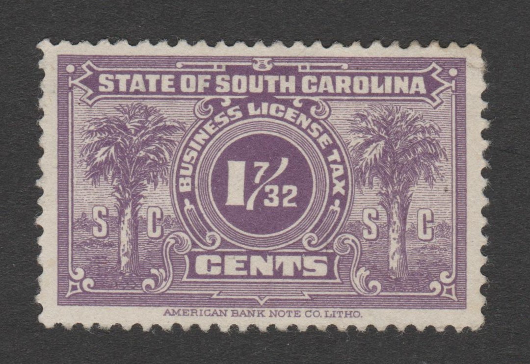 SC business license BL16 1-7/32c MLH VF P