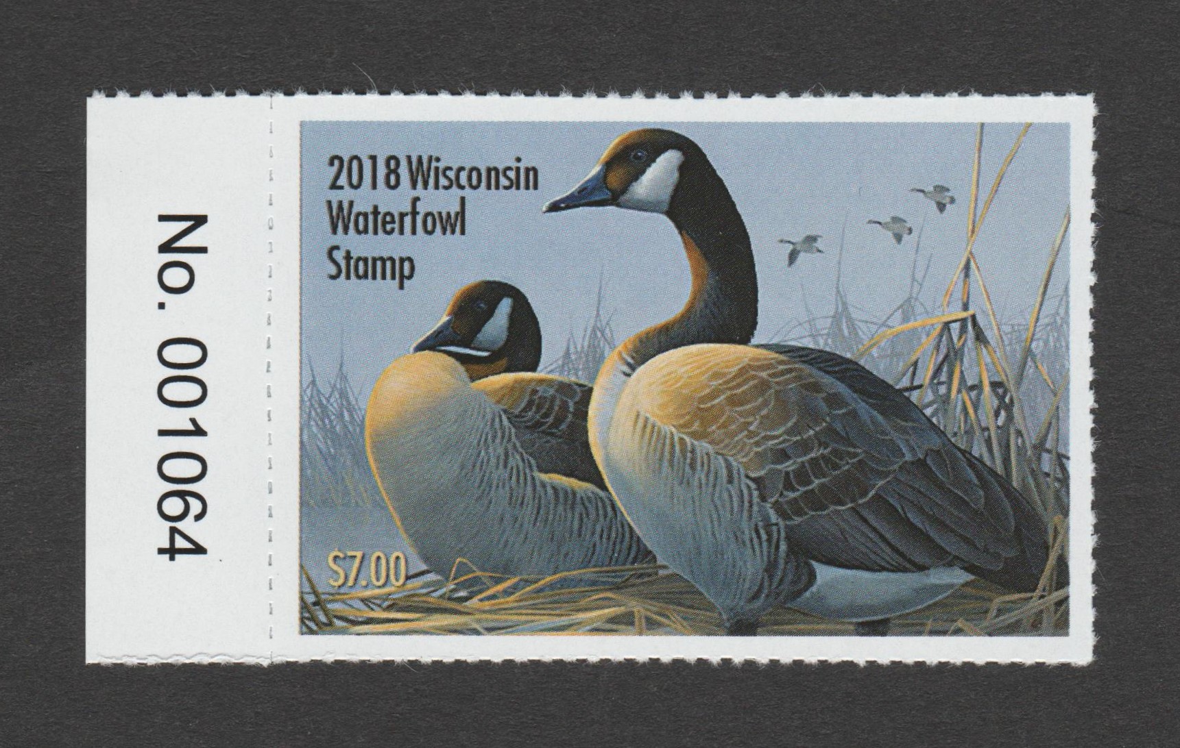 WI waterfowl #41 $7 MNH VF, 2018 w/ SN tab P