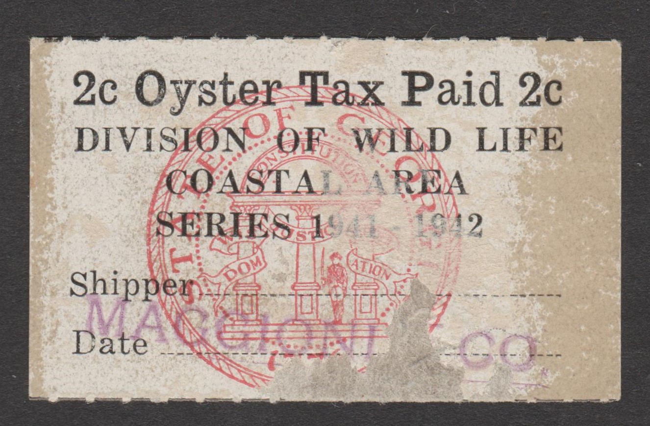 GA oysters OY37 2c U F-VF, thin on front