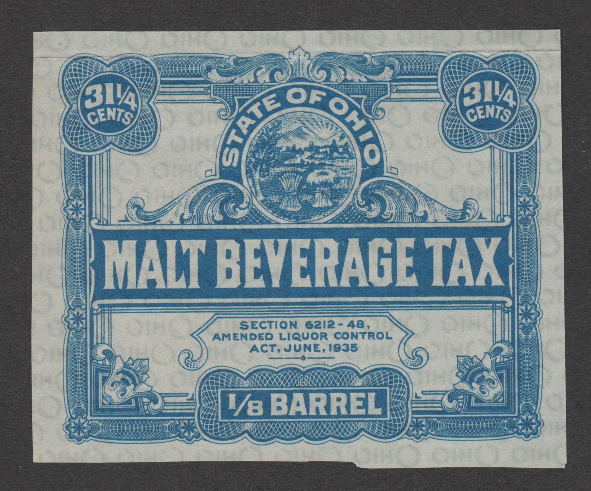 OH beer B108Sa 31-1/4c MNH VF imperf, creased at top P