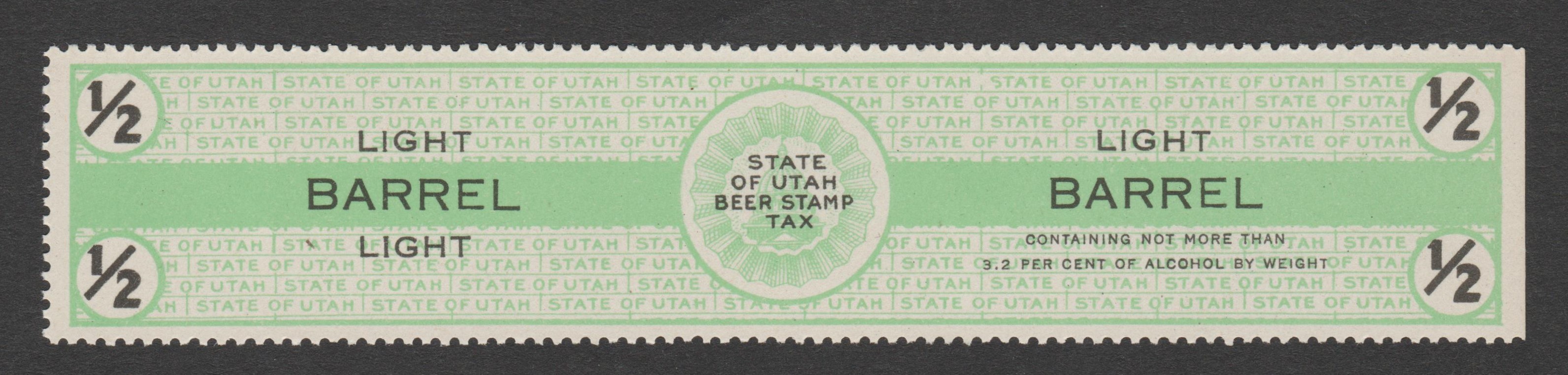 UT beer B19 1/2-bbl. MNH VF P