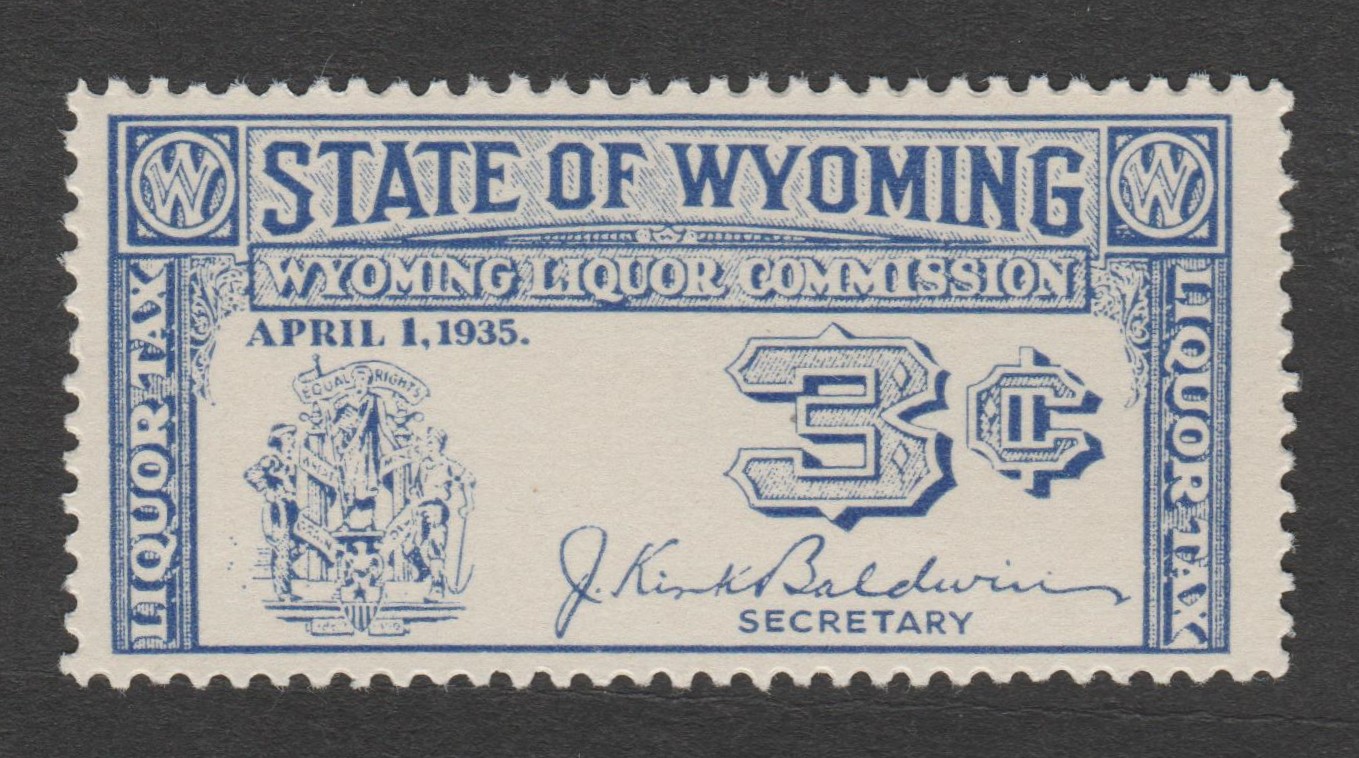 WY liquor L8 3c MNH F-VF P