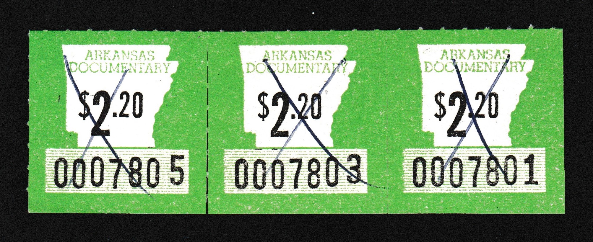 AR documentary D46 $2.20 U VF strip of 3 P