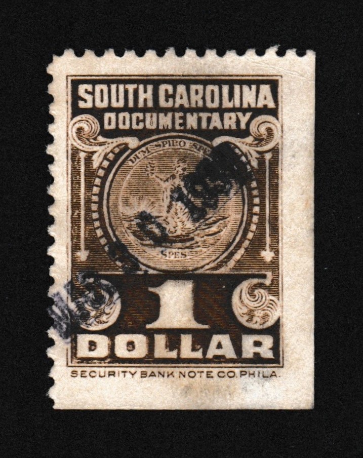 SC documentary D16 $1 U F-VF, thin, se at R & bot P