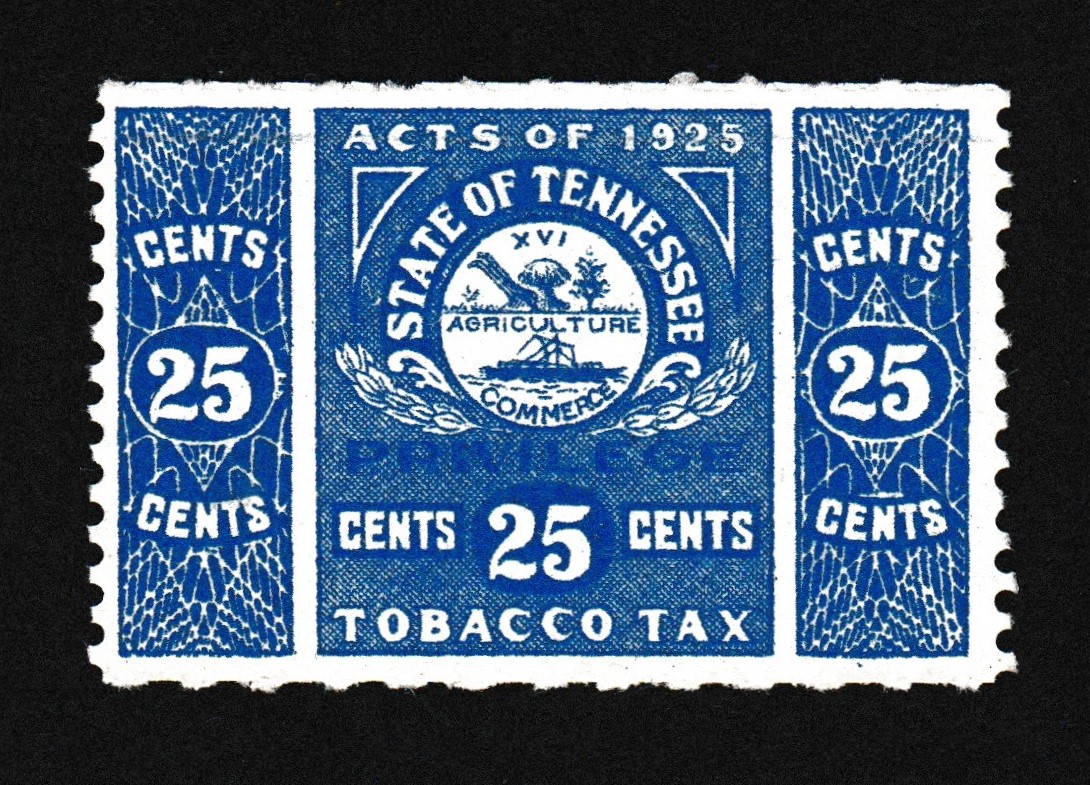 TN tobacco T13a 25c MNH VF, elusive slot perf 6-1/2 x perf 12 P