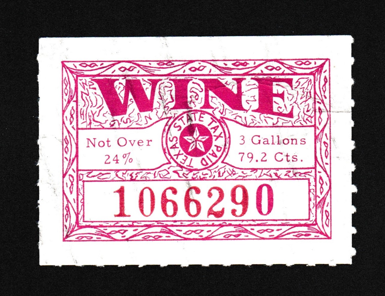 TX wine W106 79.2c U VF P