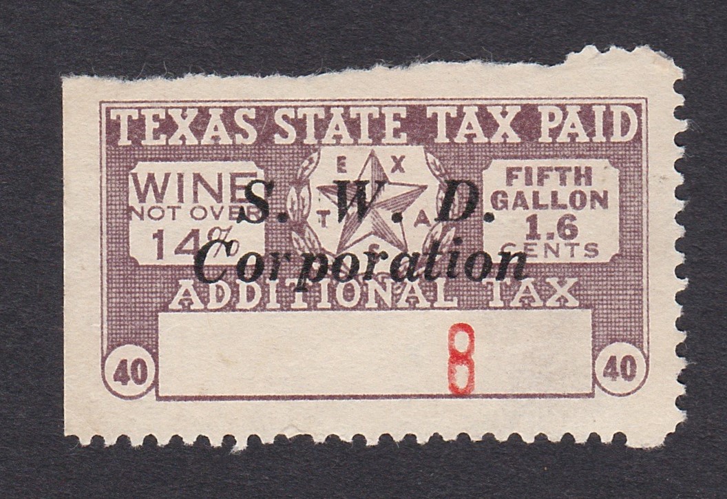 TX wine W37 1.6c U F-VF, SN 8, top torn P