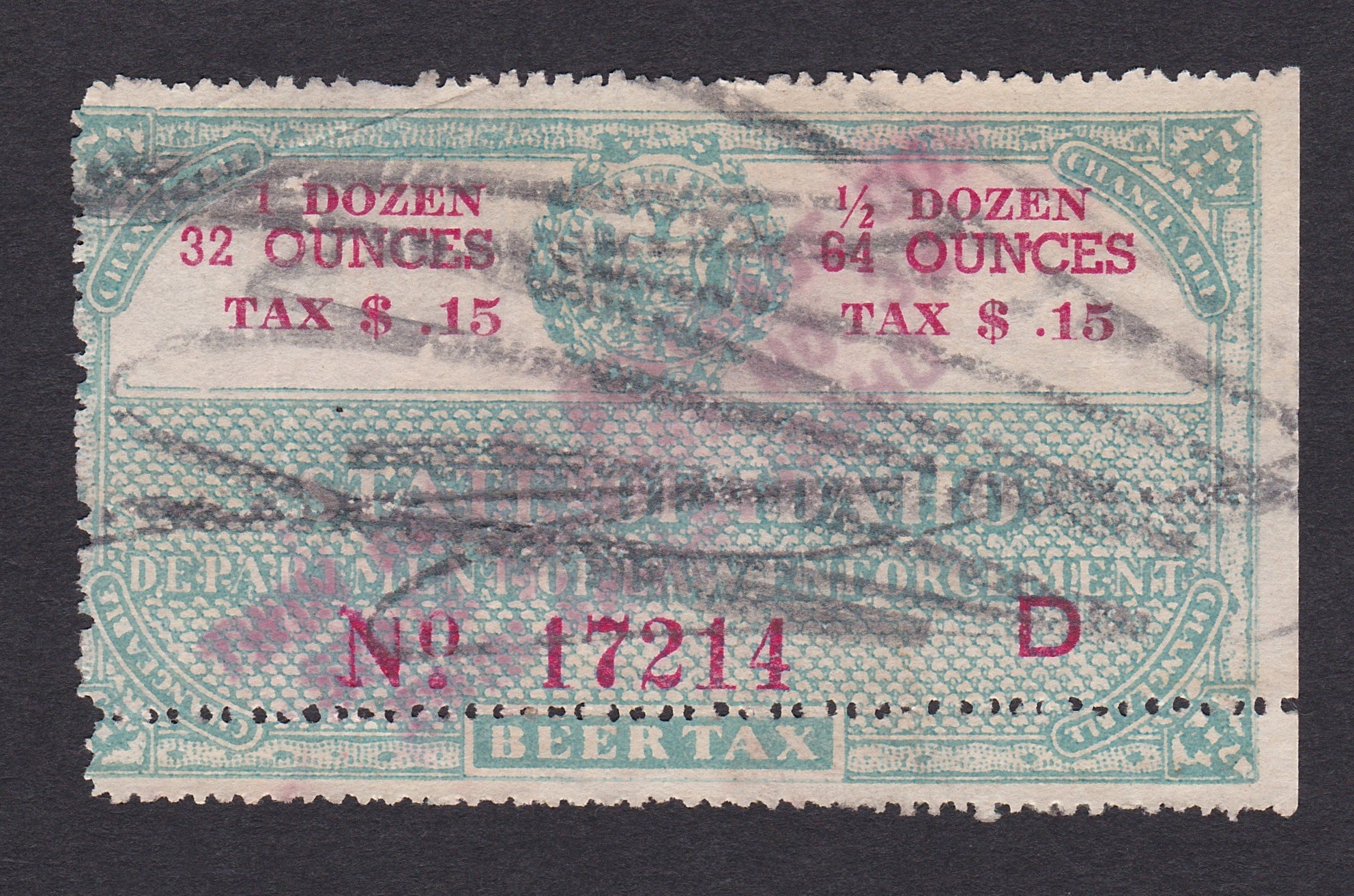 ID beer B36 .15 U VF, extra row of perfs, heavy cncl. P