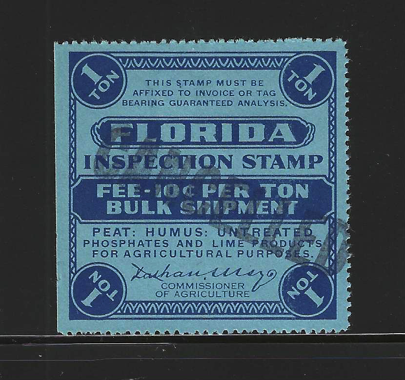 FL peat & humus PH4  1 ton U VF, cancelled w/ original gum