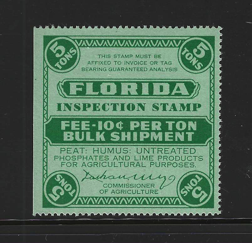 FL peat & humus PH6 5 tons MNH VF, w/ SE at L