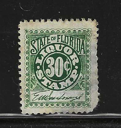 FL liquor L52 30¢ U VF, w/ short corner