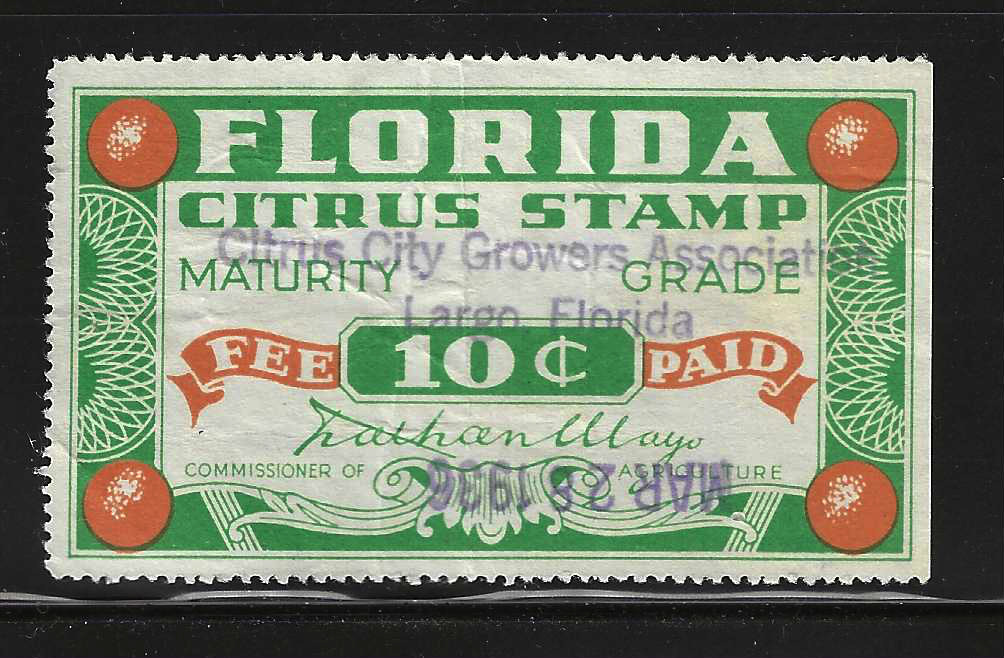 FL citrus fruit CF28 10¢ U VF, w/ SE at R