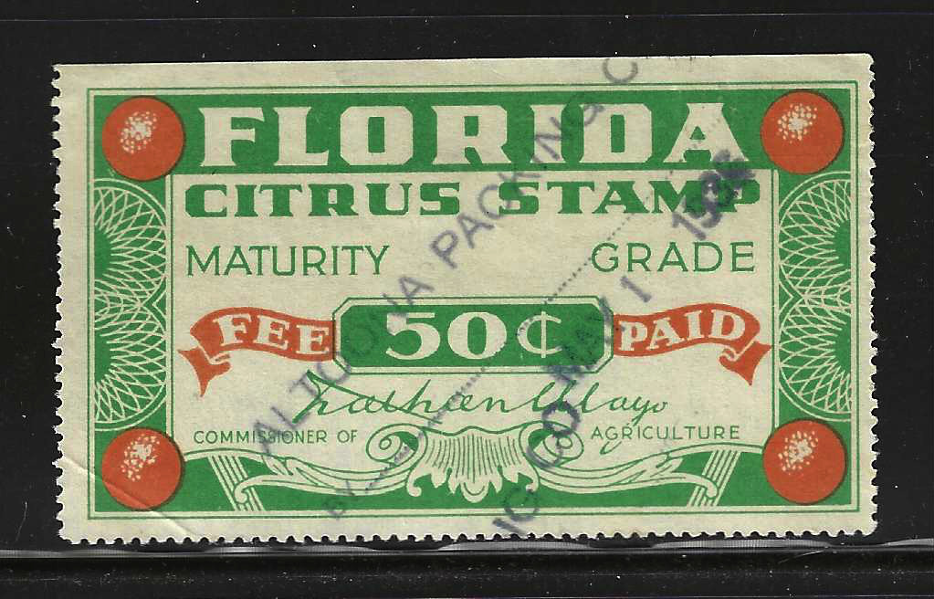 FL citrus fruit CF29 50¢ U VF, w/ SE at T