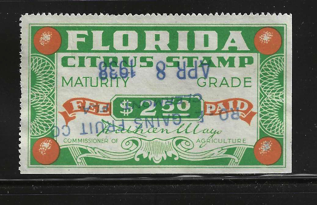 FL citrus fruit CF31 $2.50 U VF, w/ SE at R & B