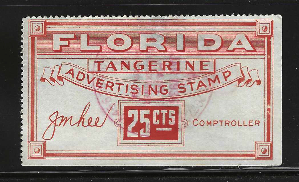 FL tangerines TA2 25¢ U VF, w/ SE at R, thins