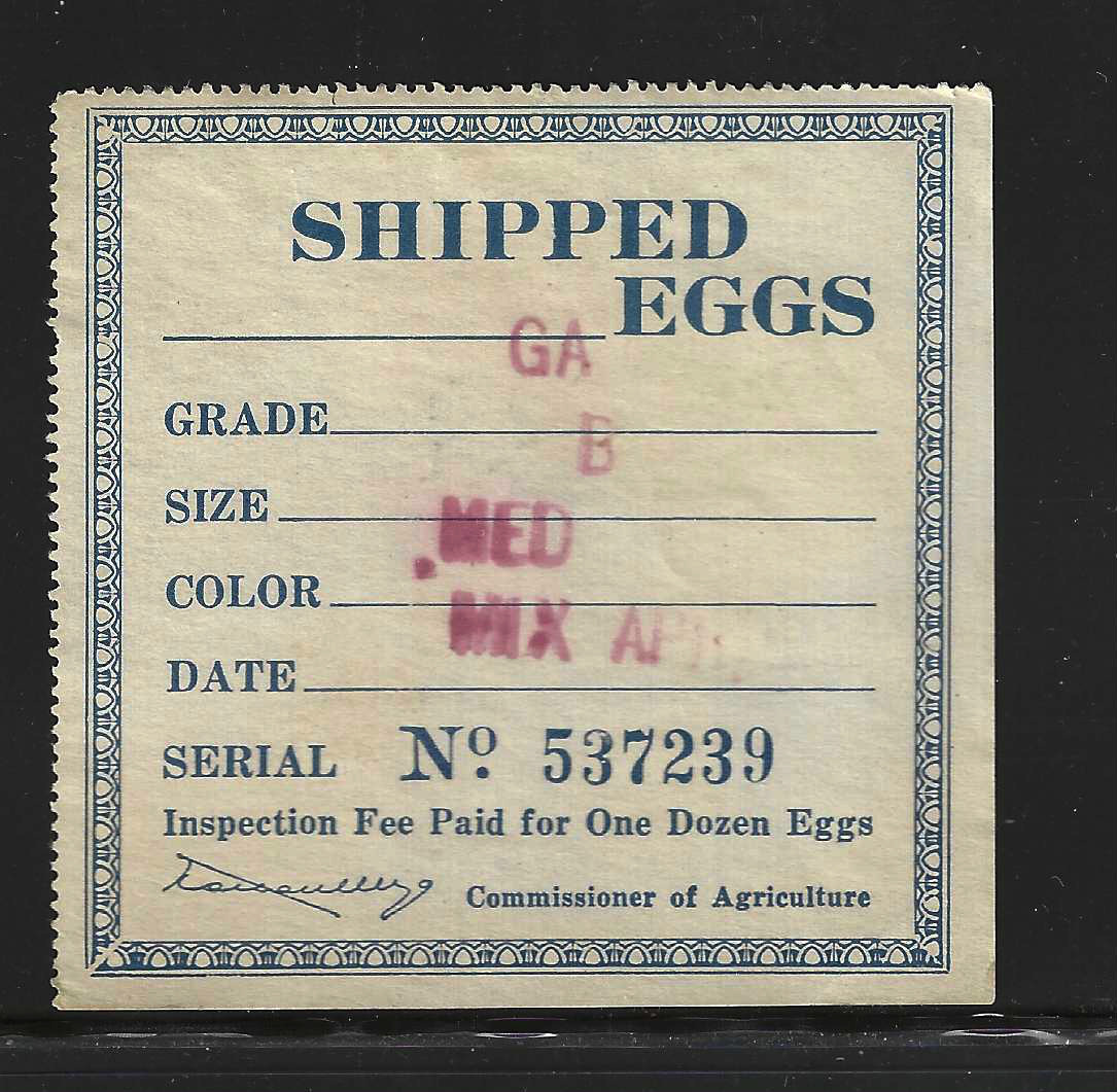 FL egg carton E3 U VF, w/ staining on back