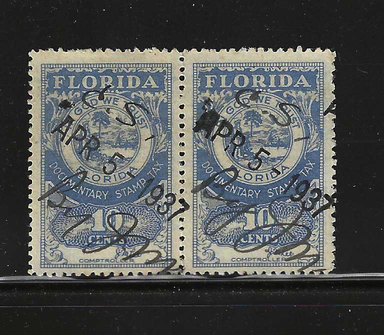 FL documentary D12a 10¢ U F-VF, horz pair