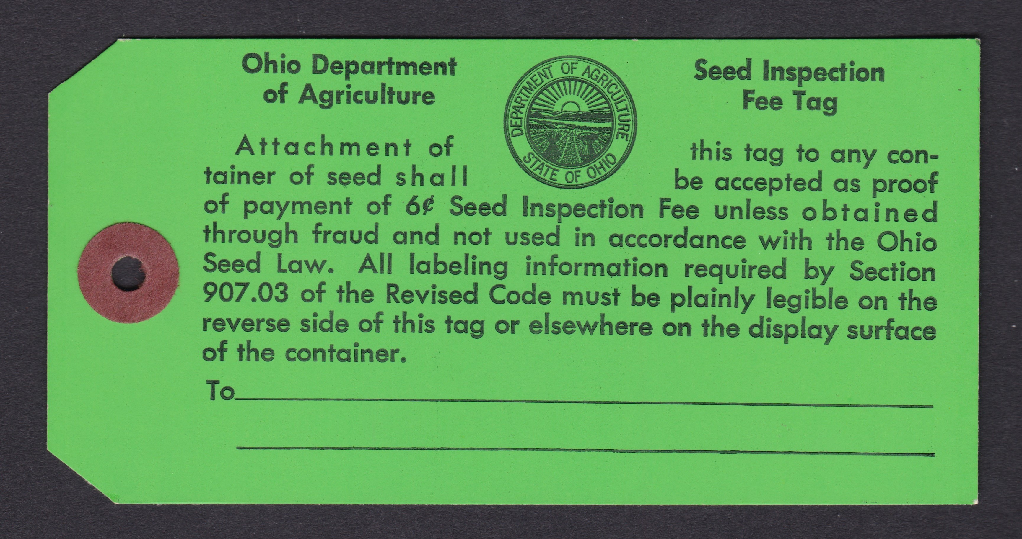 OH seed tag SET6 6c unused VF P