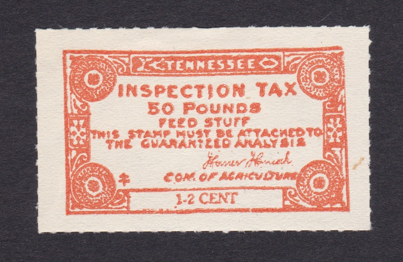 TN feed FE58 1/2c MLH VF pencil mark on back P