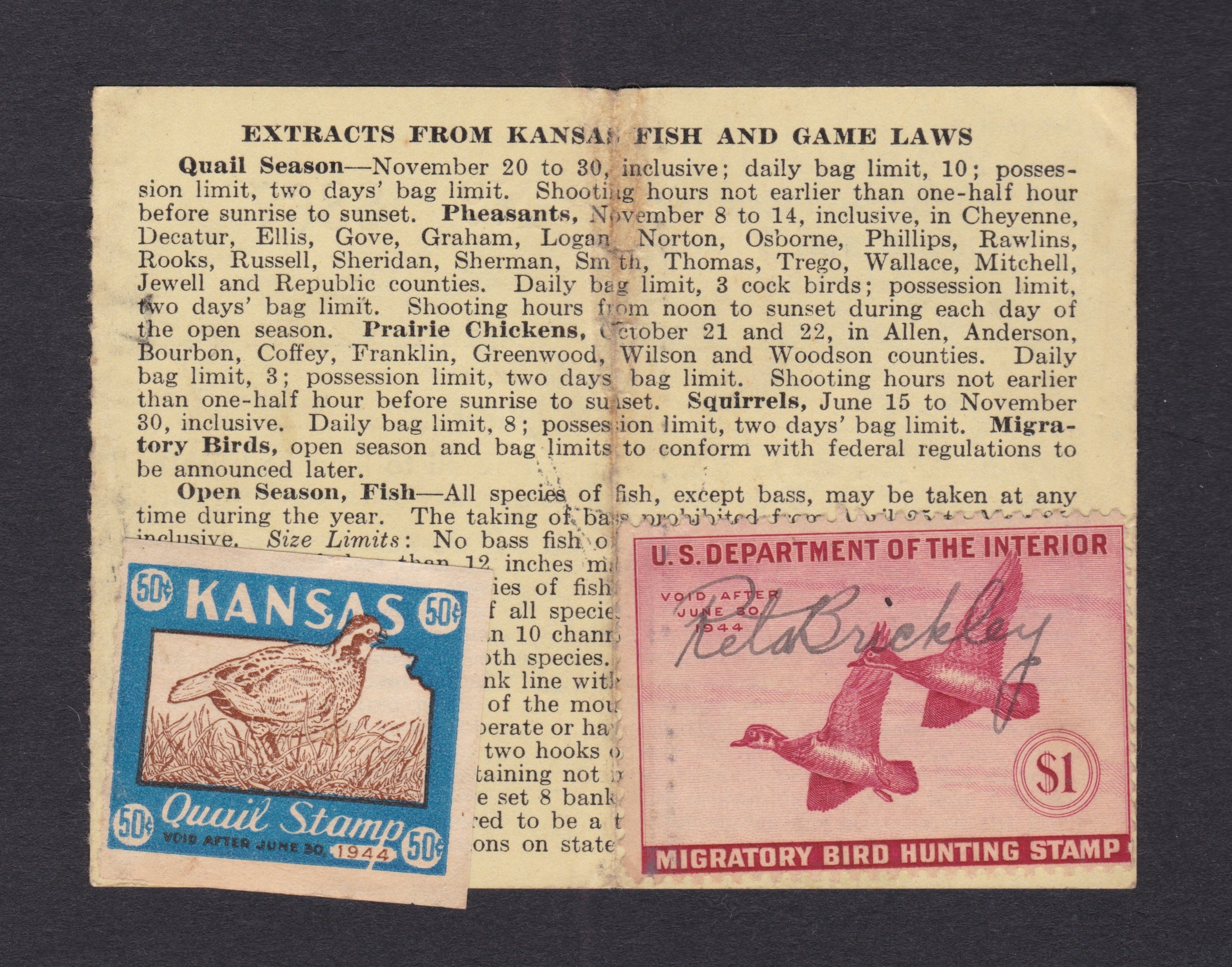 KS quail Q7 50c U F-VF, 1943, on license w/ RW10 P