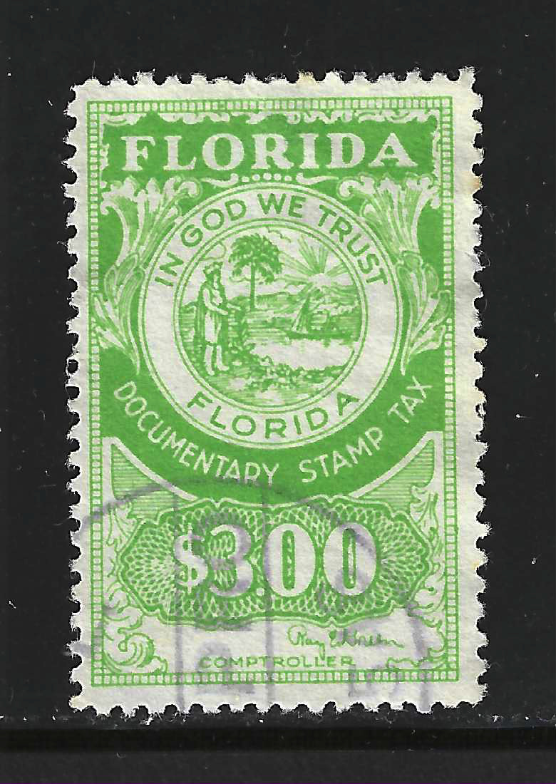 FL documentary D45$3.00 yellow-green Green sign. U VF 