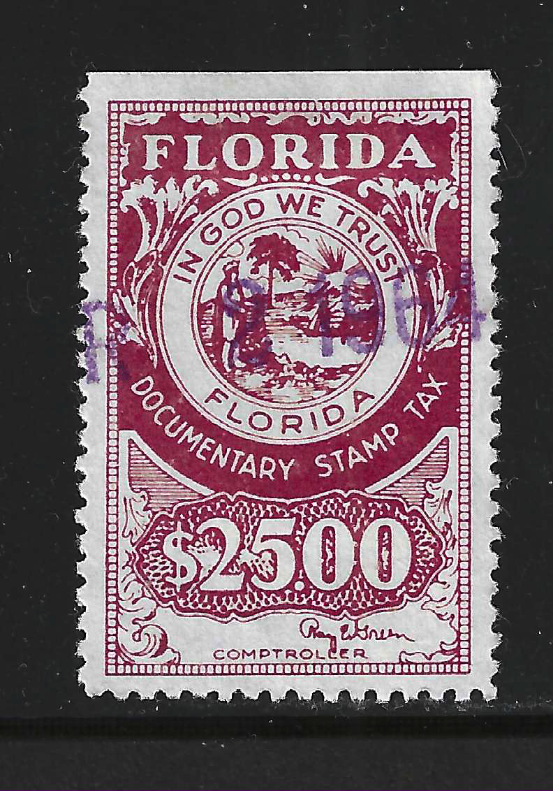 FL documentary D51 $25.00 brown-red Green sign. U VF w/SE at T