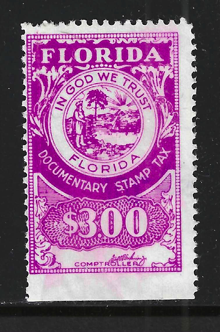 FL documentary D61 $3.00 magenta small Dickinson sign. U VF w/SE at B