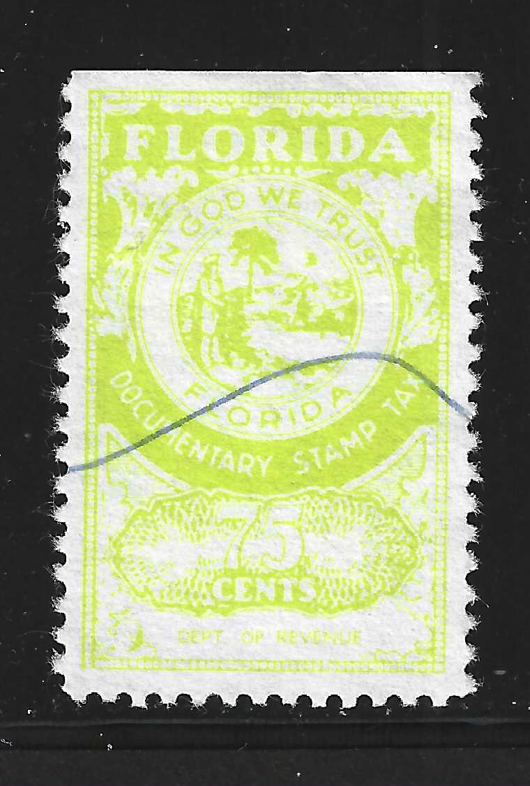 FL documentary D94 75¢ yellow-green Dept of Revenue perf 11 U VF w/SE at T