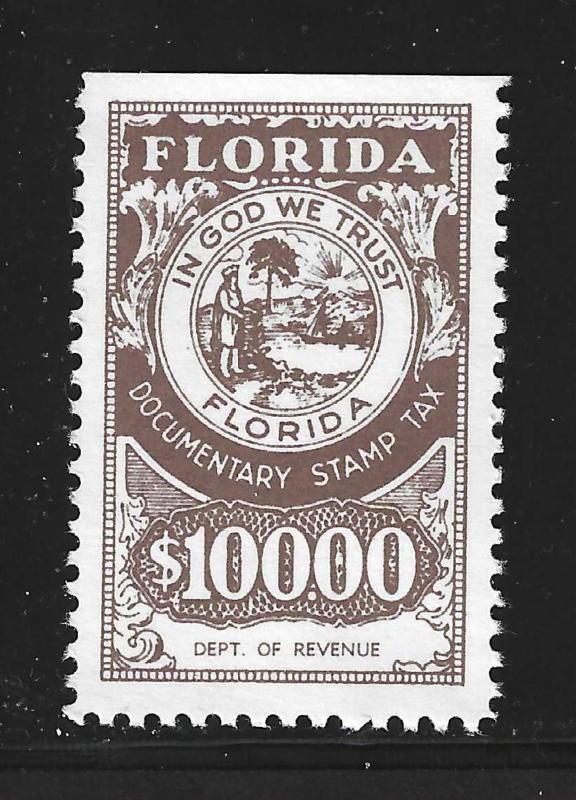 FL documentary D102 S100.00 brown Dept of Revenue perf 11 MNH F-VF  w/SE at T