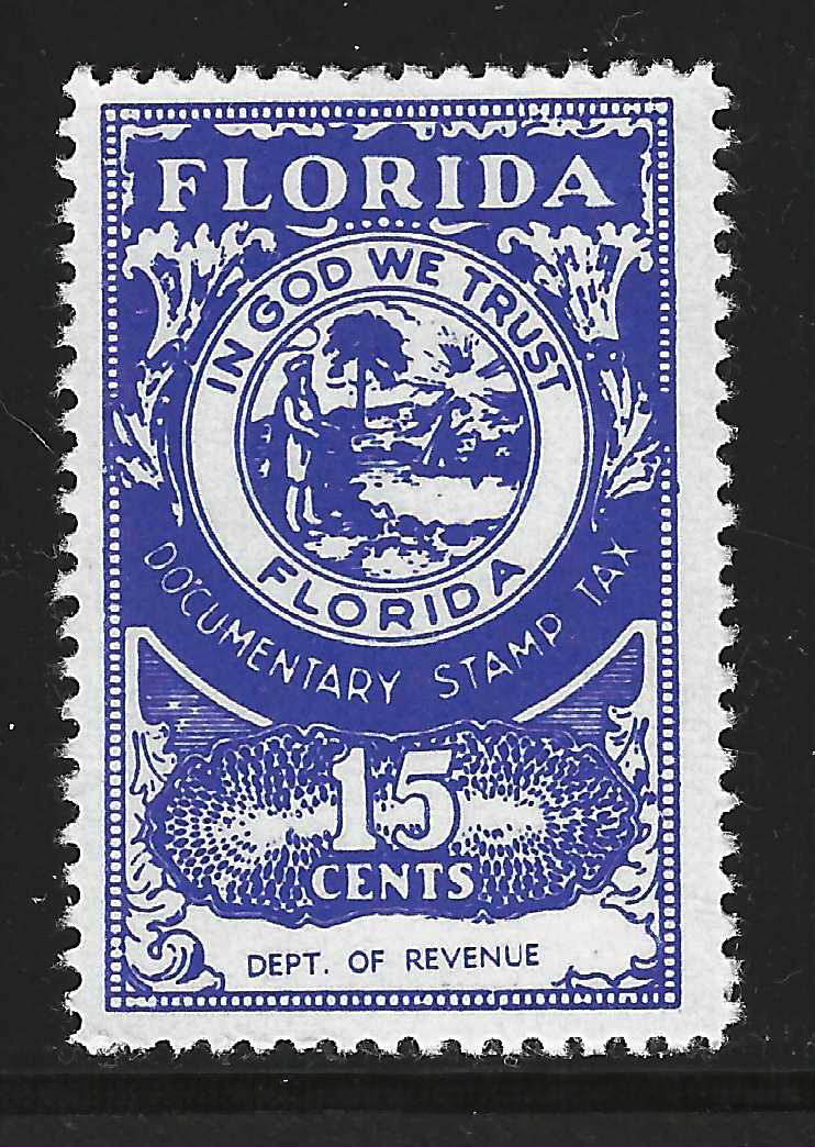 FL documentary D104 15¢ blue Dept of Revenue perf 12-1/2 M VF