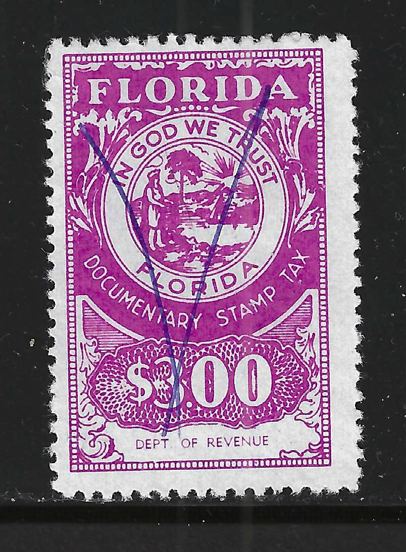 FL documentary D109 $3.00 magenta Dept of Revenue perf 12-1/2 U VF