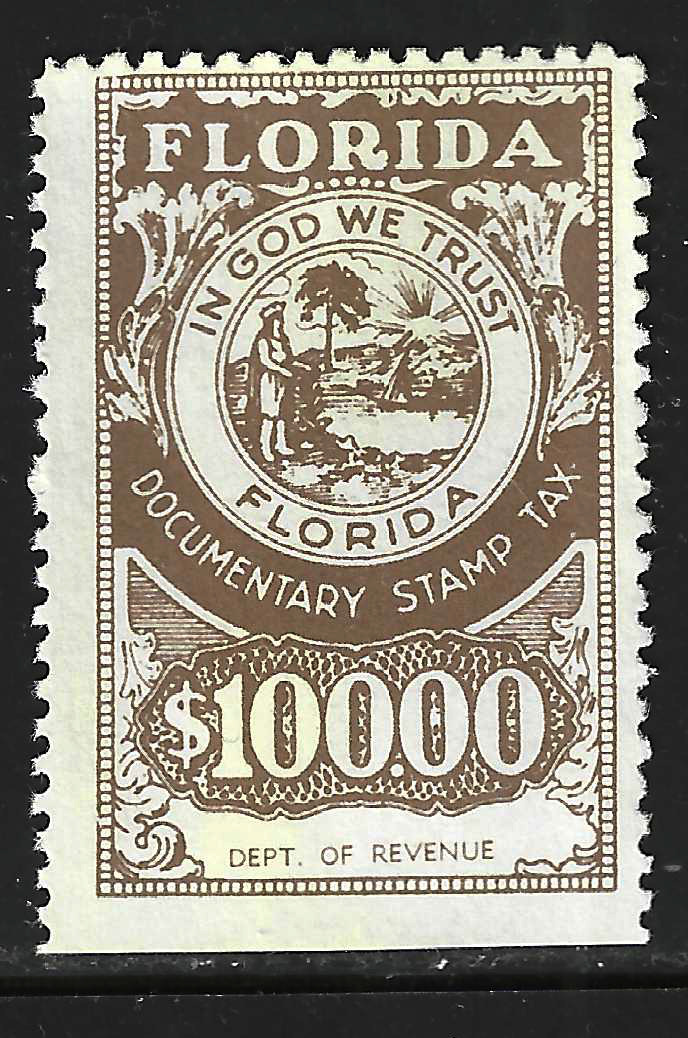 FL documentary D113 $100.00 brown Dept of Revenue perf 12-1/2 U VF w/SE at B