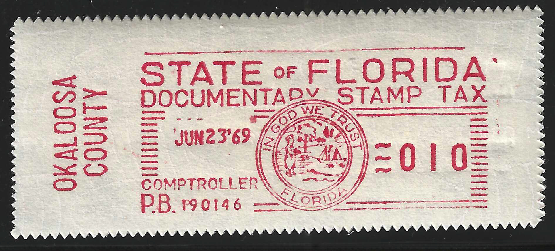 FL documentary meter DM2 w/Okaloosa County slug 10¢ red  MNH VF  