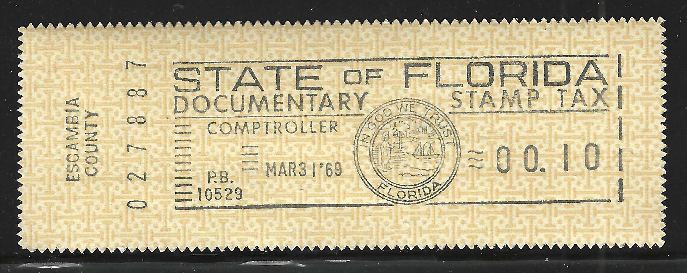 FL documentary meter DM5a W/ Escambia County slug 10¢ black MNH VF