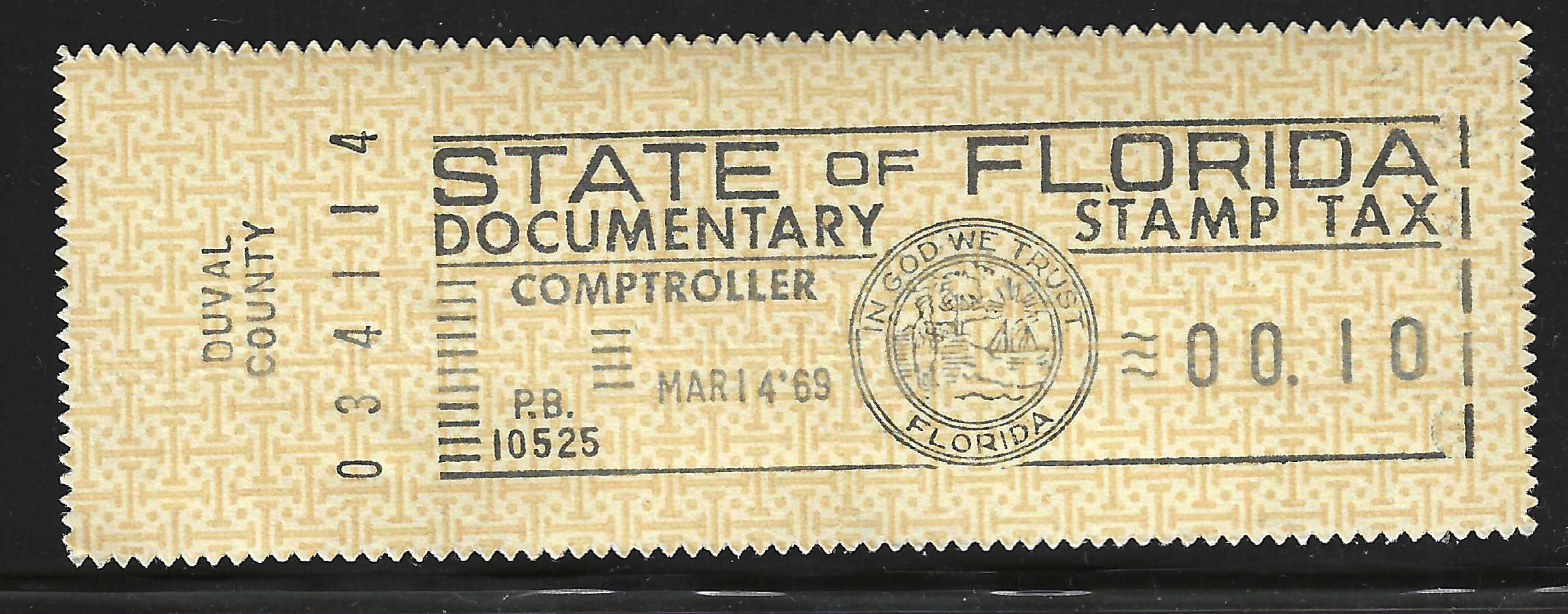 FL documentary meter DM5a W/Duval County slug 10¢ black MNH VF