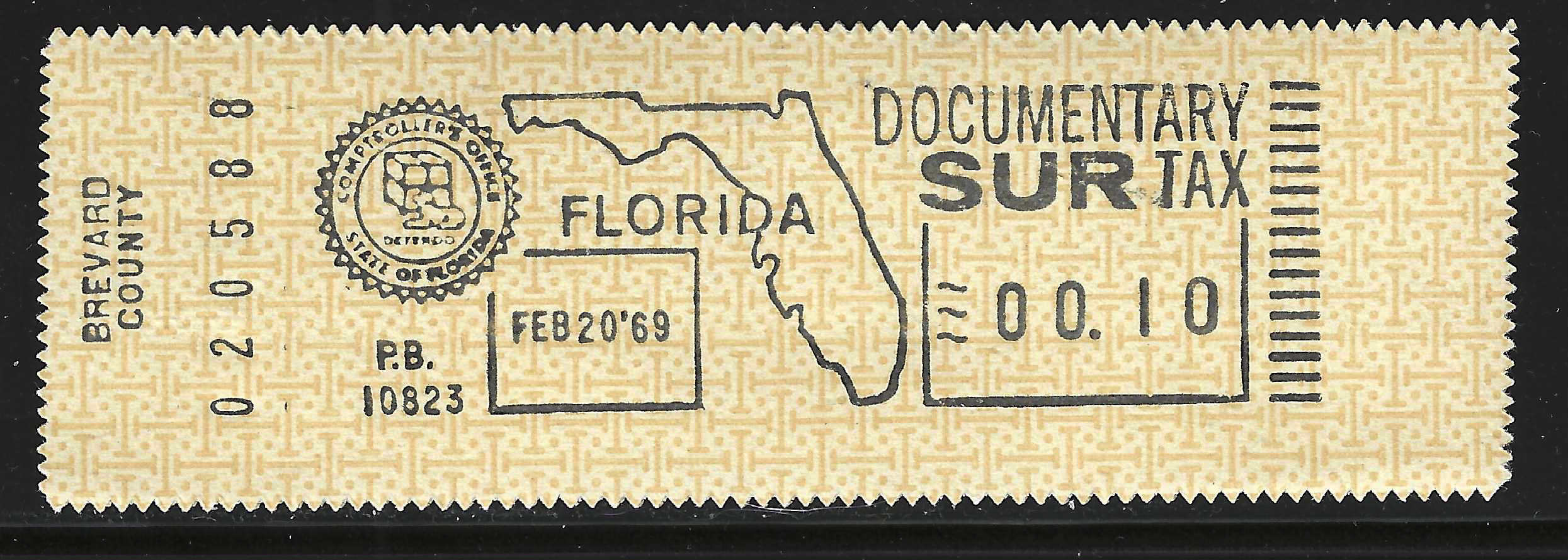 FL documentary meter DM9a w/ Brevard County slug 10¢ black MNH VF