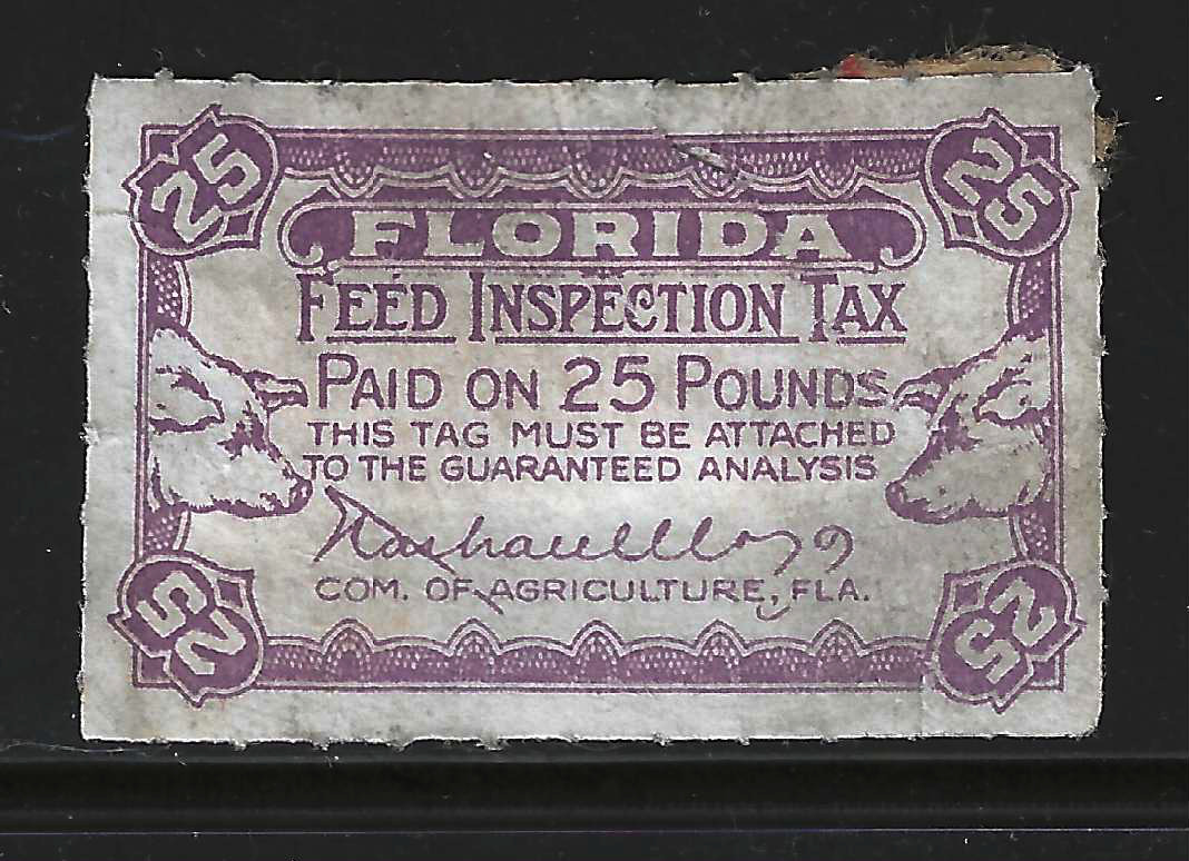 FL feed FE30 FE30 25 lbs dk purple U VF w/ minor flts and adhering paper