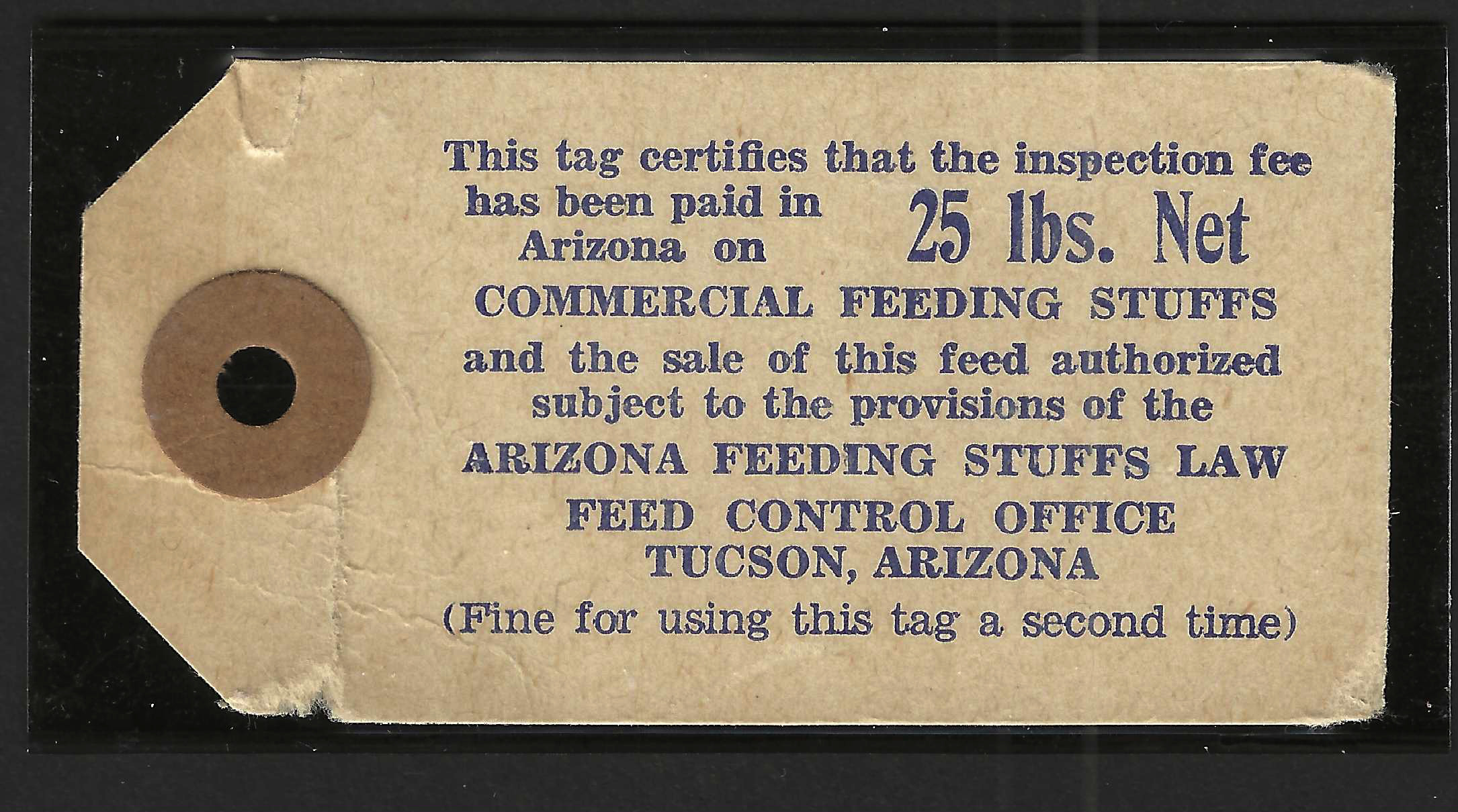 AZ feed tag FET1 25 lbs M VF w/ minor marginal flts 