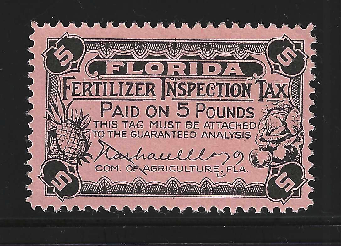 FL fertilizer T25 5 lbs black on pink MNH VF