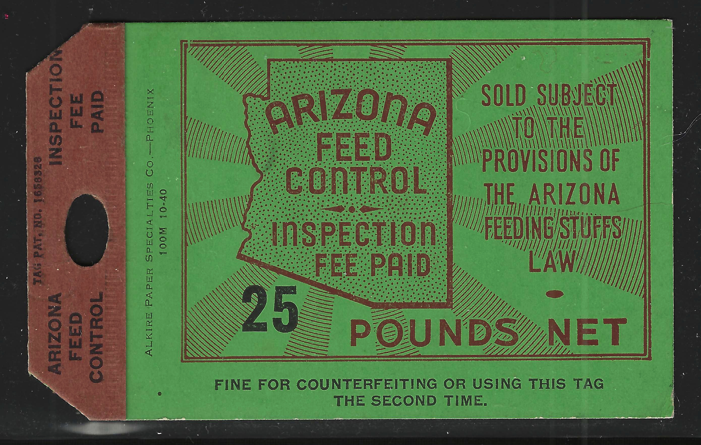 AZ feed tag FET10 25 lbs w/"10-40" M VF