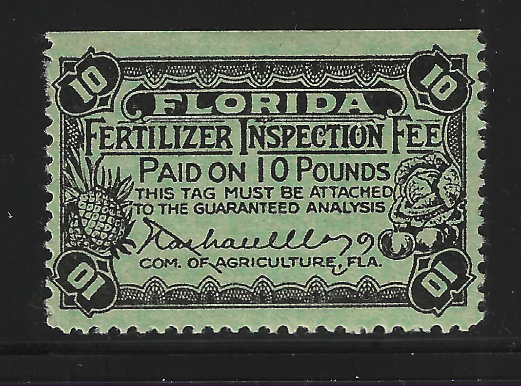 FL fertilizer FT43 10 lbs black on lt green MLH VF w/SE at T