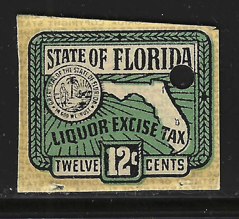 FL liquor L34S 12¢ punched specimen MNH VF