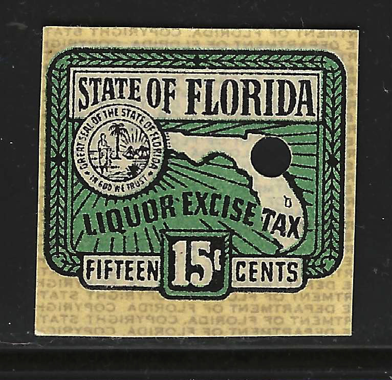 FL liquor L35S 15¢ punched specimen MNH VF