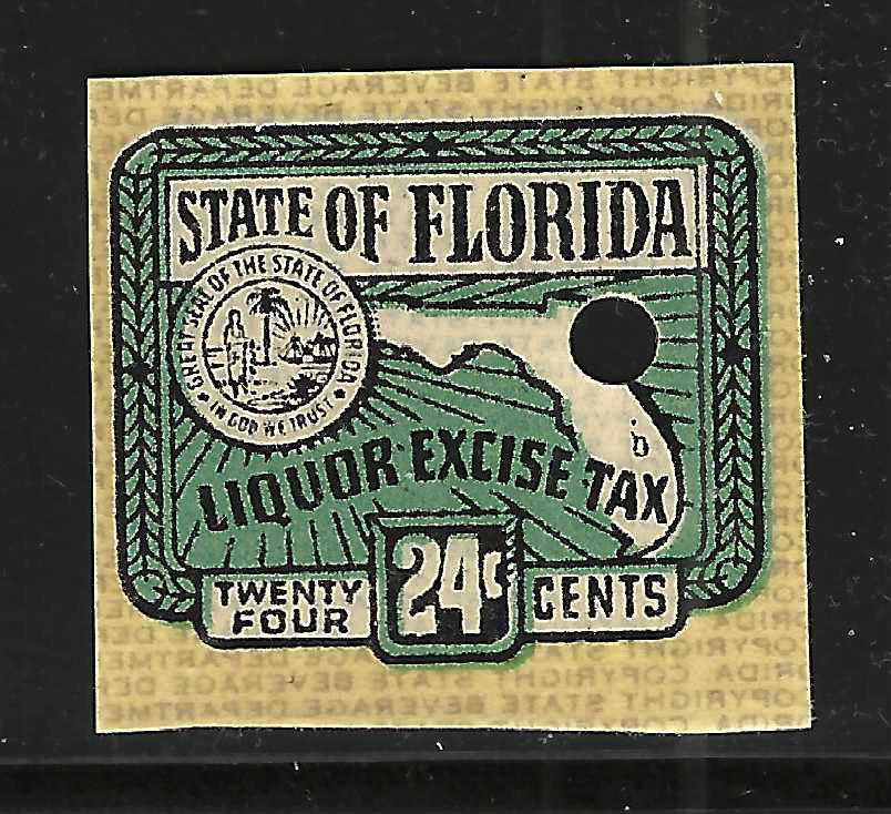 FL liquor L36S 24¢ punched specimen MNH VF