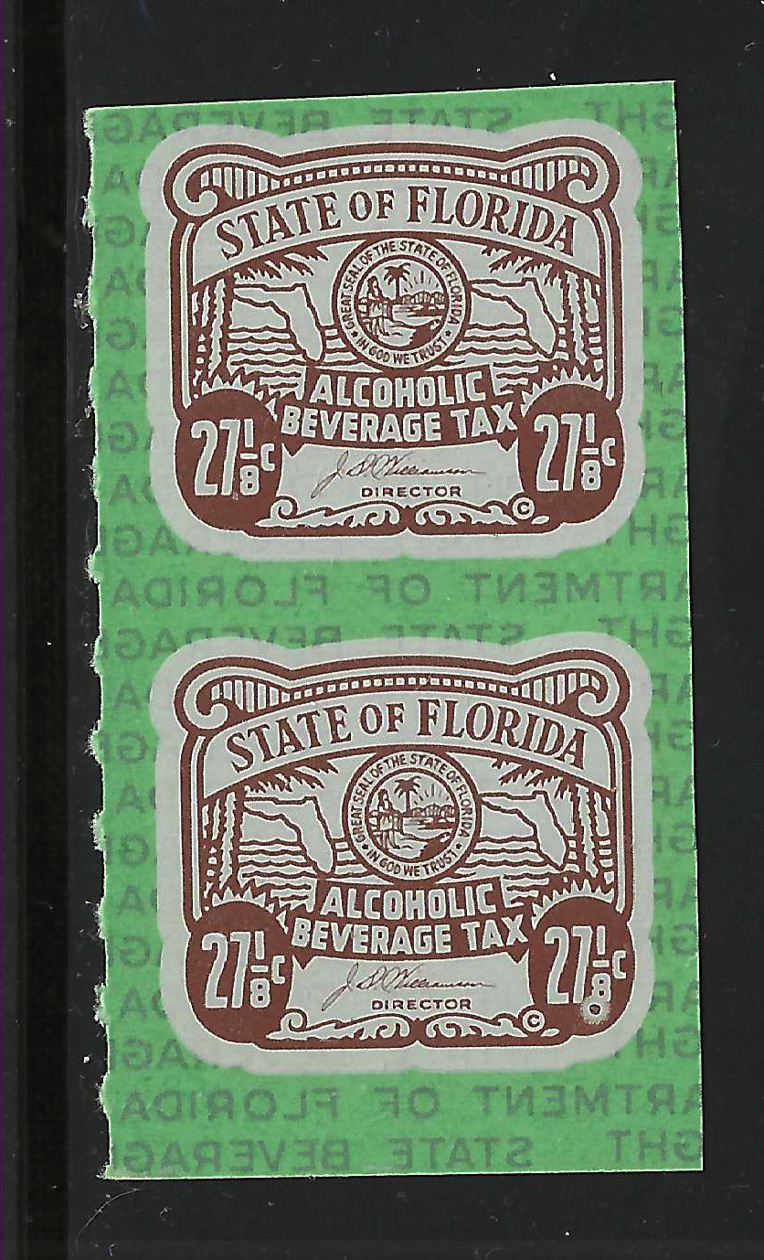 FL liquor L126 27-1/8¢ brown vert pair MNH VF