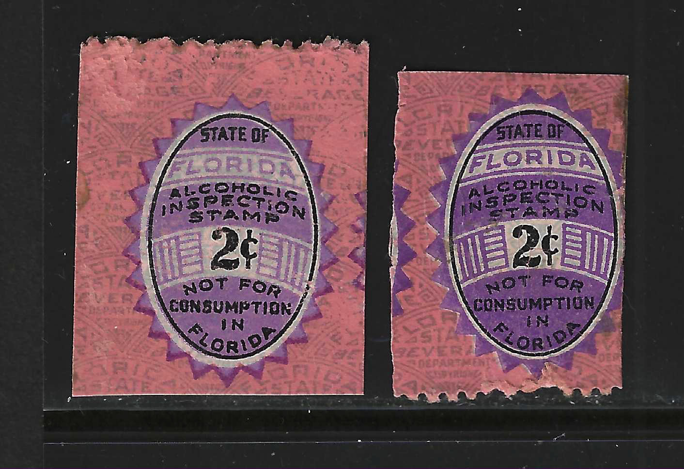 FL export liquor EL3 2¢ purple 2 diff shades M VF 