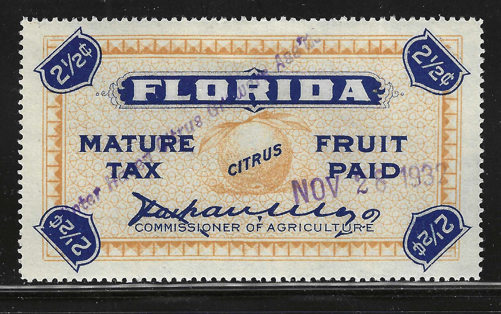 FL citrus fruit CF15 2-1/2¢ perf 4 sides U VF