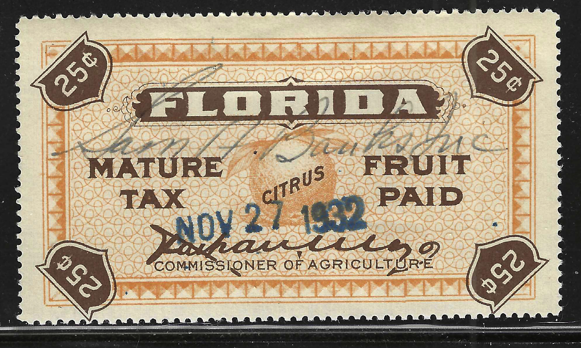 FL citrus fruit CF16 25¢ perf 4 sides U VF