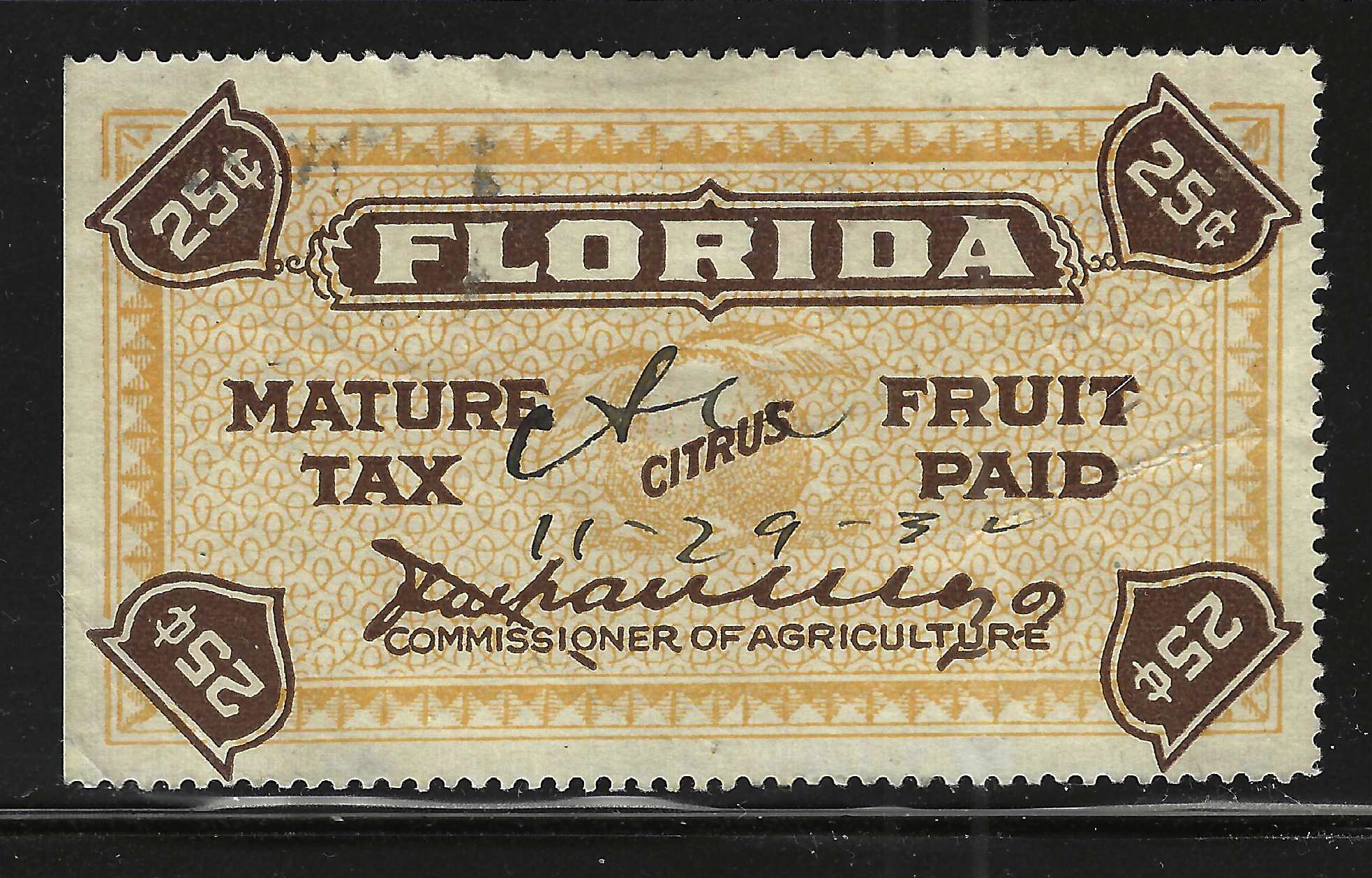 FL citrus fruit CF21 25¢ U VF